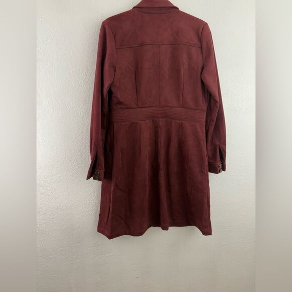 A Loves A Dress Faux Suede Burgundy Long Sleeve Size Large - Picture 7 of 8